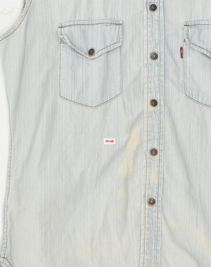 LEVI'S Girls Sleeveless Shirt 15-16 Years XL Blue Cotton | Vintage Levi's | Thrift | Second-Hand Levi's | Used Clothing | Messina Hembry 