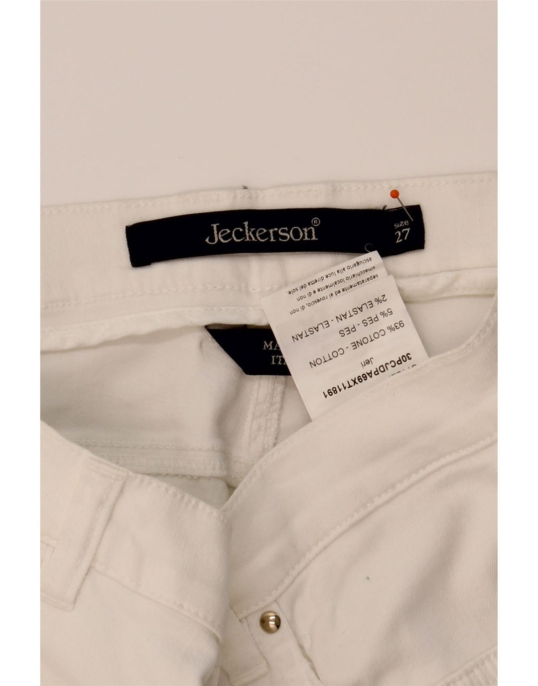 JECKERSON Womens Straight Jeans W27 L27 White Cotton Vintage Jeckerson and Second-Hand Jeckerson from Messina Hembry 