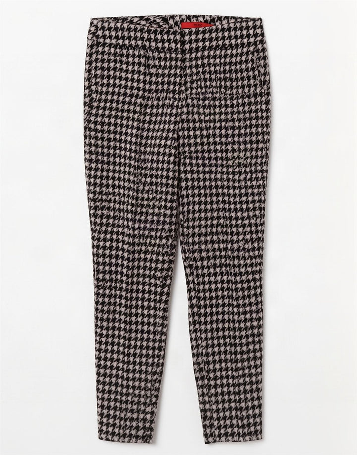 Hugo Boss Womens Slim Cropped Trousers W28 L26 Black Houndstooth