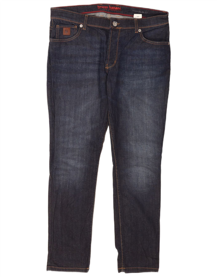 Bruno Banani Mens Slim Jeans W36 L32 Navy Blue Cotton