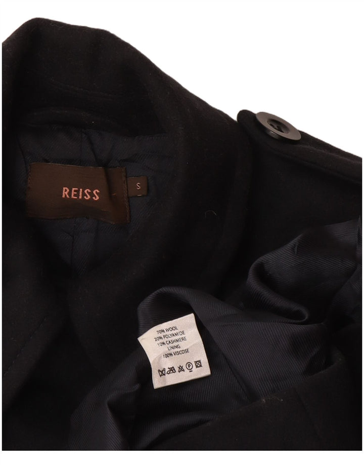 Reiss Womens Military Pea Coat UK 10 Small Navy Blue Wool