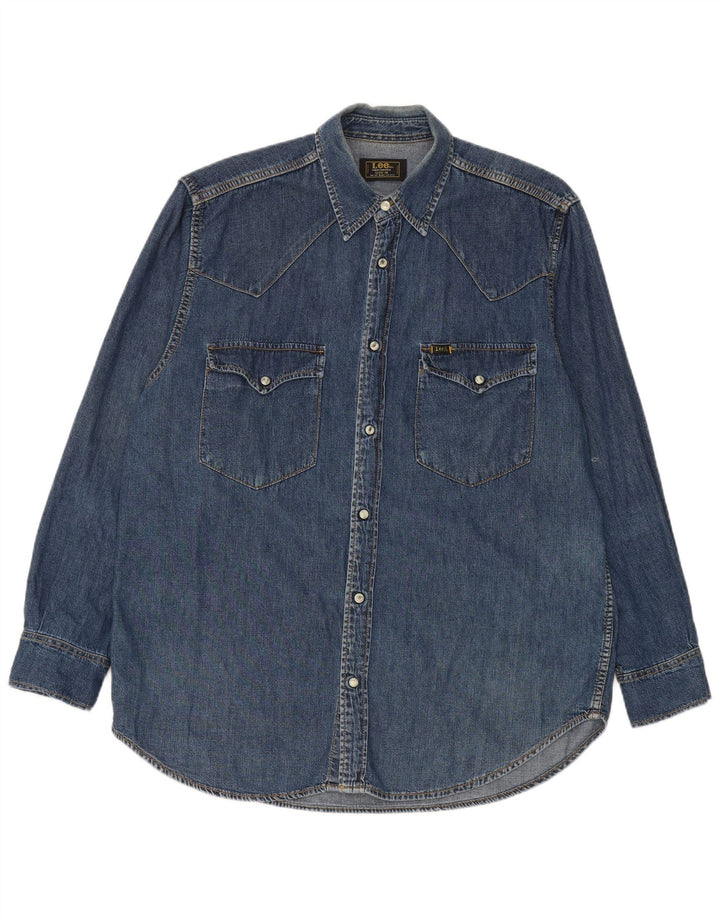 Lee Mens Denim Shirt Medium Blue Cotton