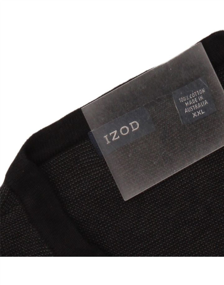 Izod Pull col V pour homme 2XL en coton noir