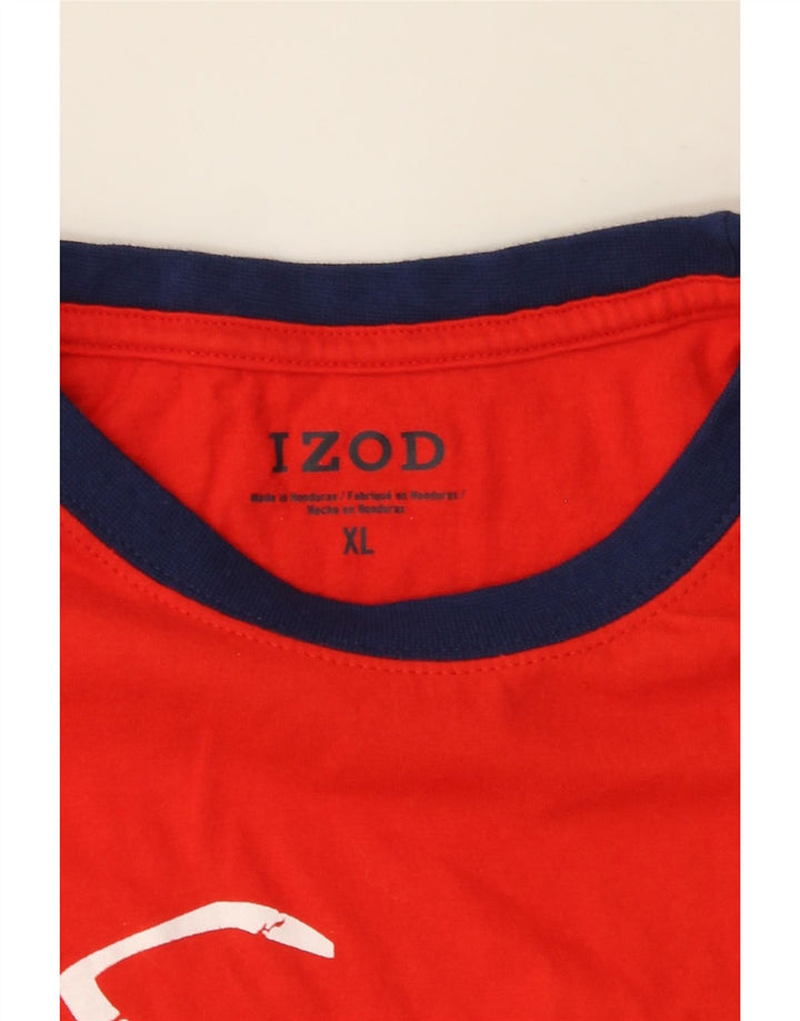 IZOD Mens Graphic T-Shirt Top XL Red Cotton Vintage Izod and Second-Hand Izod from Messina Hembry 