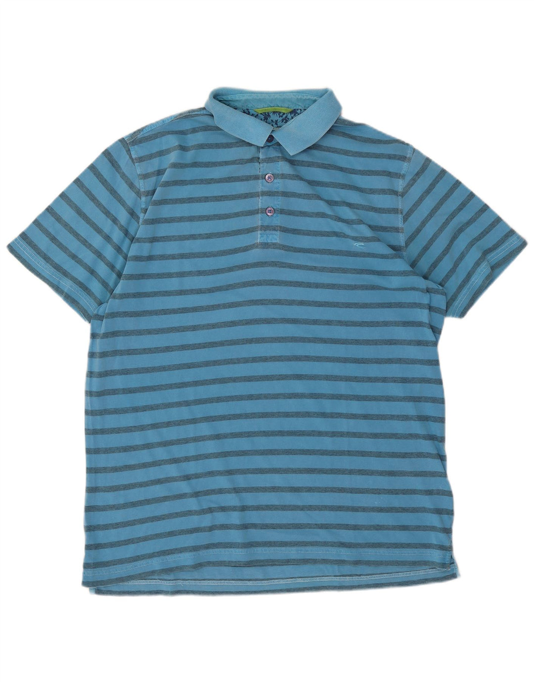 Polo da uomo Camel Active in cotone a righe grandi blu