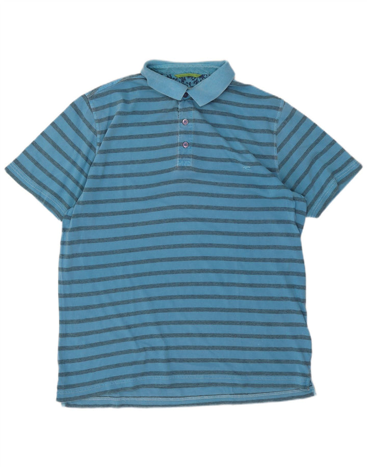 Polo da uomo Camel Active in cotone a righe grandi blu