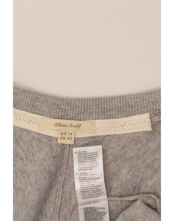 White Stuff Womens Longline Open Cardigan Sweater UK 14 Large Grey Flecked