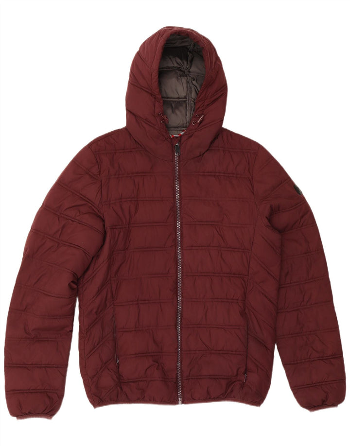 Chaqueta acolchada con capucha para hombre Liu Jo UK 38 Poliéster burdeos mediano