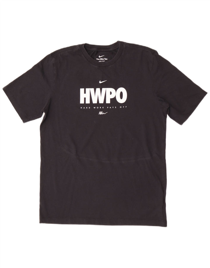 Nike Mens Dri Fit Graphic T-Shirt Top Medium Black Cotton