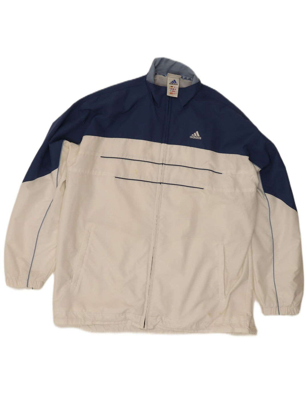 Adidas Womens Oversized Tracksuit Top Jacket UK 16 Large White Colourblock