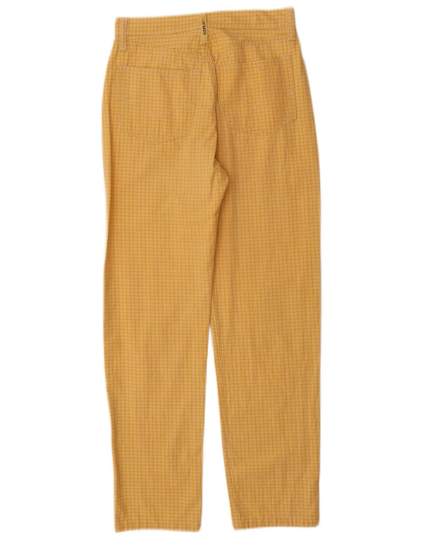 Calça casual feminina Replay cintura alta W30 L30 algodão xadrez amarelo