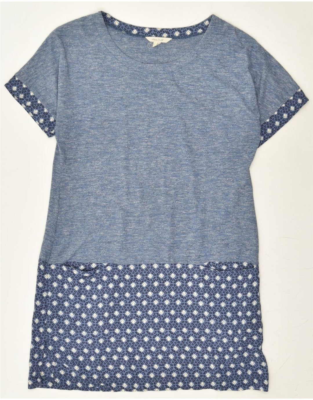 WHITE STUFF Womens Abstract Pattern T-Shirt Dress UK 10 Small Blue Flecked | Vintage White Stuff | Thrift | Second-Hand White Stuff | Used Clothing | Messina Hembry 