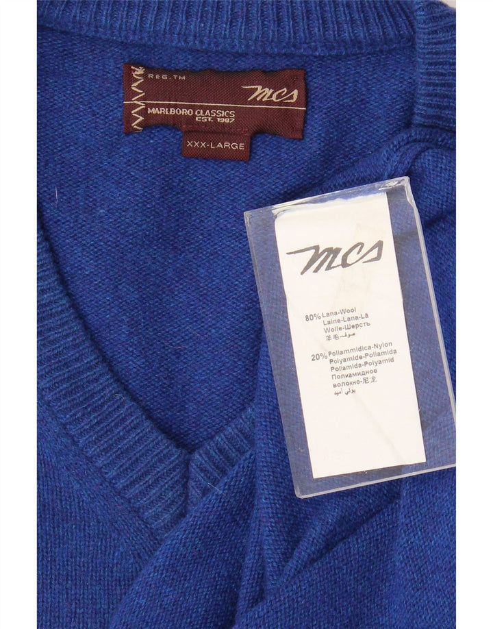 Maglione da uomo con scollo a V Marlboro Classics 3XL lana blu