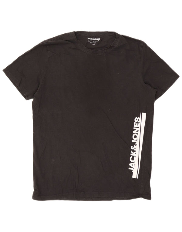 Jack & Jones Mens Graphic T-Shirt Top Large Black Cotton