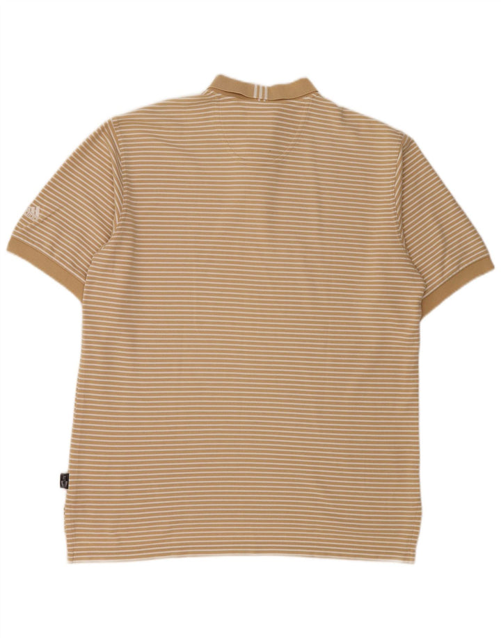 ADIDAS Mens Climalite Polo Shirt Medium Beige Striped Cotton