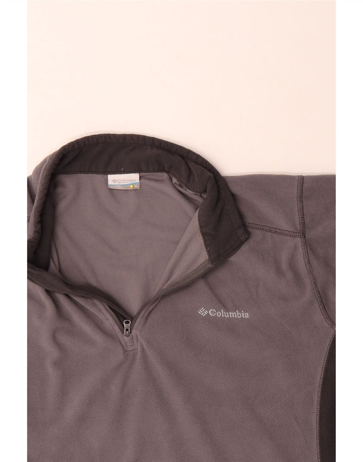 Columbia Mens Zip Neck Fleece Jumper XL Grey Colourblock Polyester