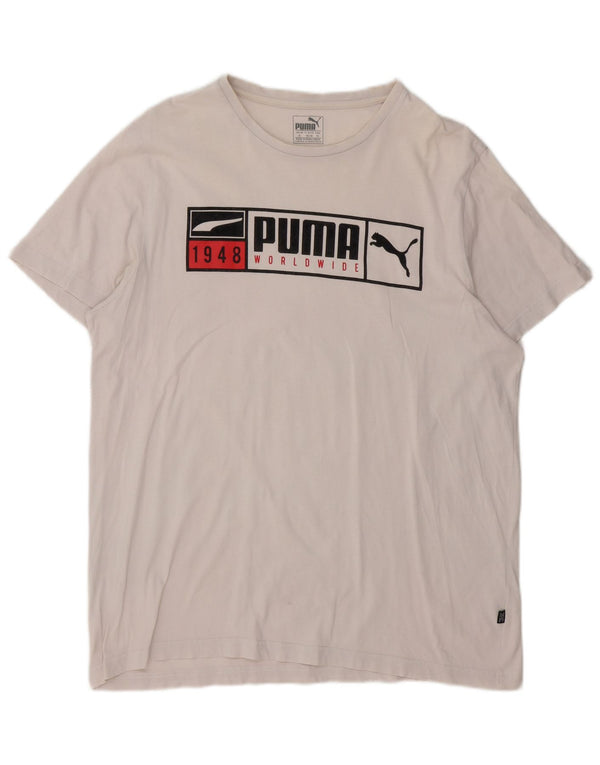 Puma Mens Graphic T-Shirt Top XL White Cotton