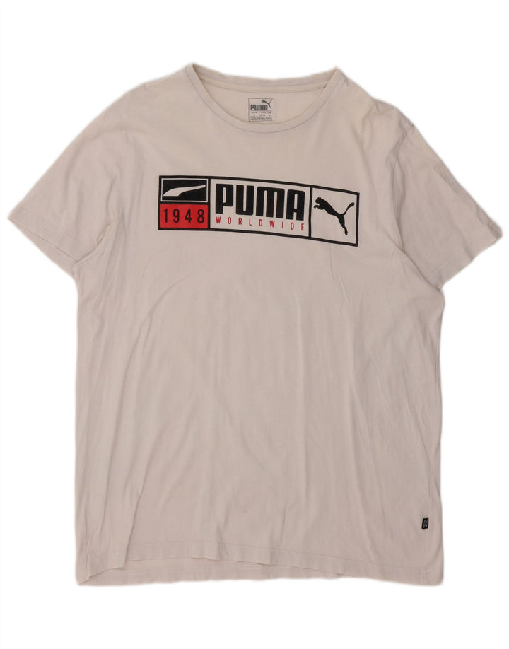 Puma Mens Graphic T-Shirt Top XL White Cotton