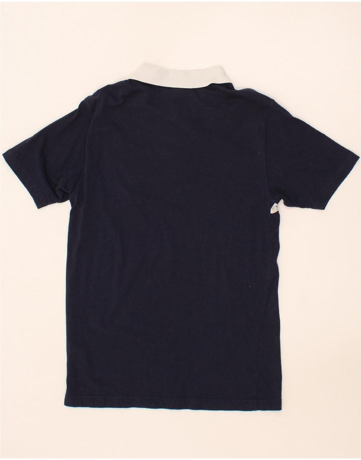 ASICS Mens Polo Shirt Medium Navy Blue Striped Cotton Vintage Asics and Second-Hand Asics from Messina Hembry 
