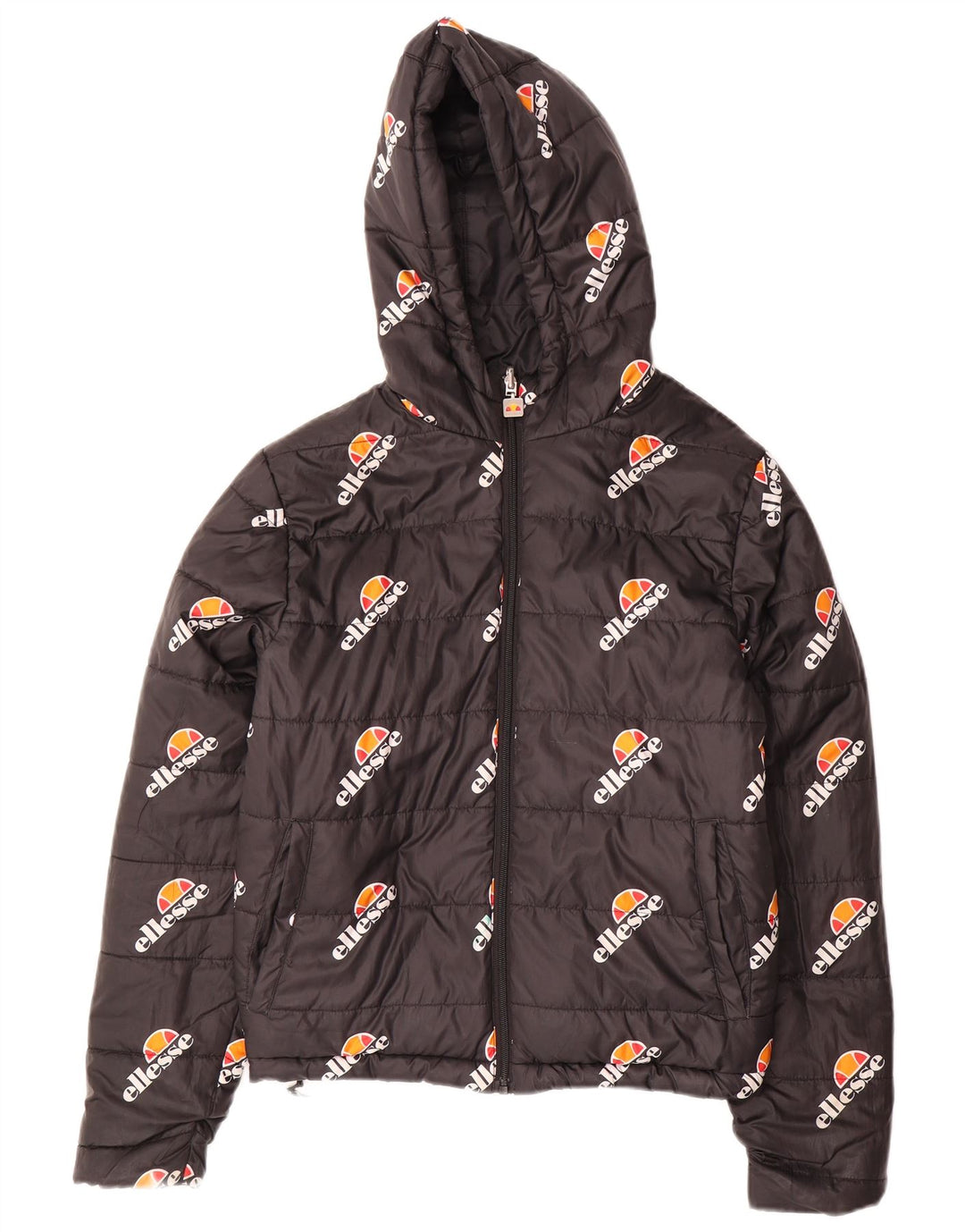 Ellesse Womens Oversized Hooded Reversible Padded Jacket UK 8 Small Black