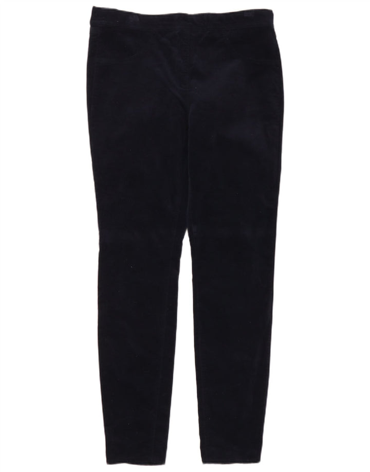White Stuff Womens Velour Leggings UK 14 Large Navy Blue Cotton