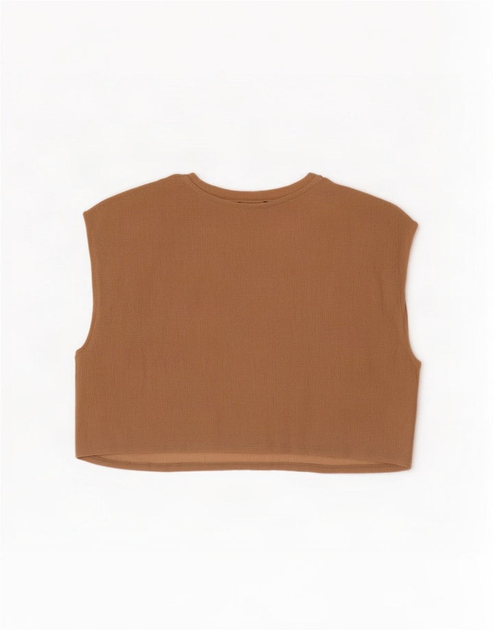 Zara Damen Crop Ärmelloses, übergroßes Blusenoberteil, UK 10, Small Beige
