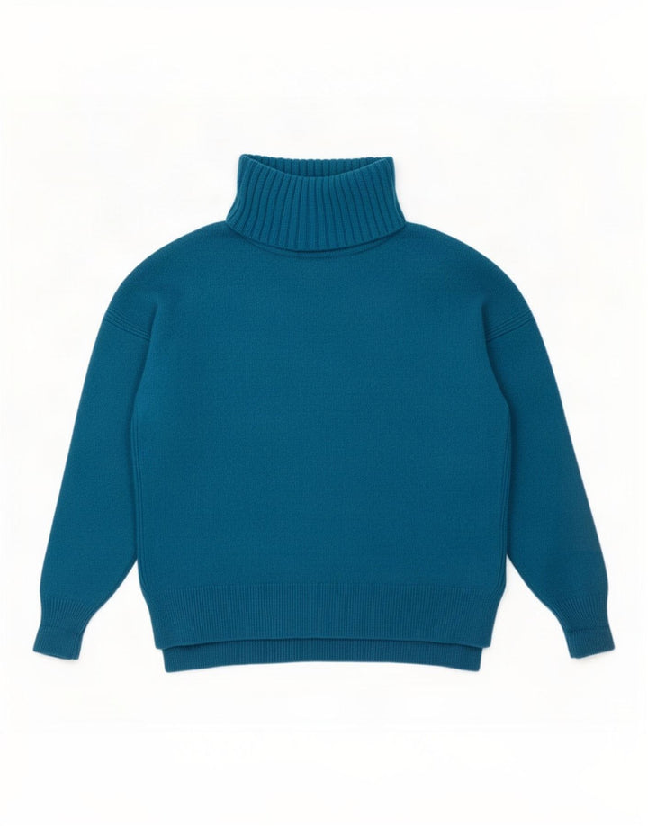 L.K. Suéter feminino Bennett com gola redonda Reino Unido 14 lã azul médio