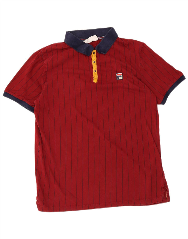 Polo da uomo Fila in cotone a righe bordeaux medio