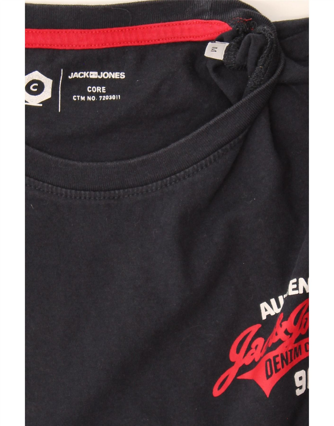 JACK & JONES Mens Graphic T-Shirt Top Medium Navy Blue Cotton Vintage Jack & Jones and Second-Hand Jack & Jones from Messina Hembry 