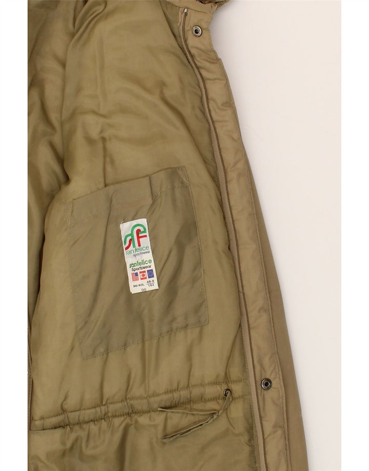 VINTAGE Mens Padded Jacket EU 48 Medium Beige Polyester Vintage Vintage and Second-Hand Vintage from Messina Hembry 