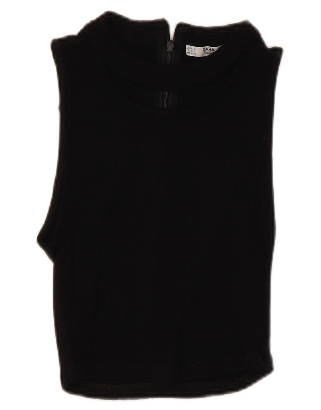 Zara Womens Sleeveless Crop Top UK 8 Small Black Viscose