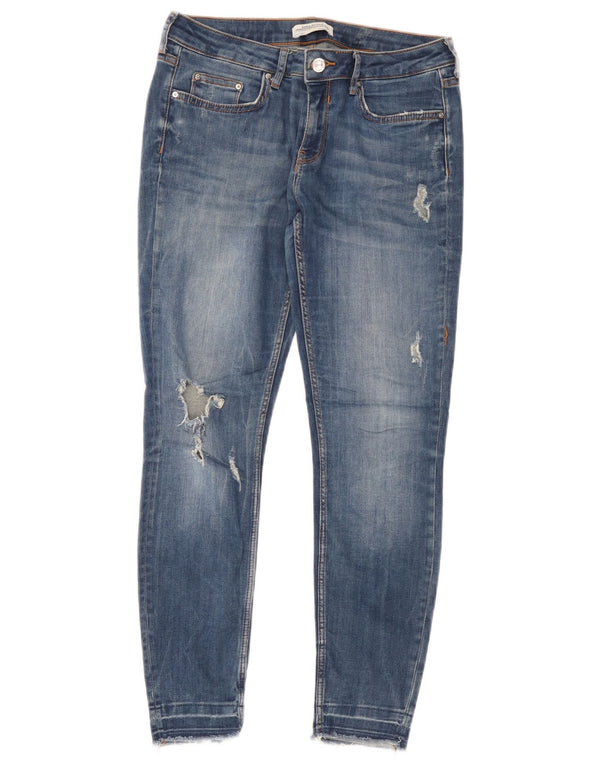 Jeans skinny effetto invecchiato Zara da donna EU 42 Large W32 L26 Blu