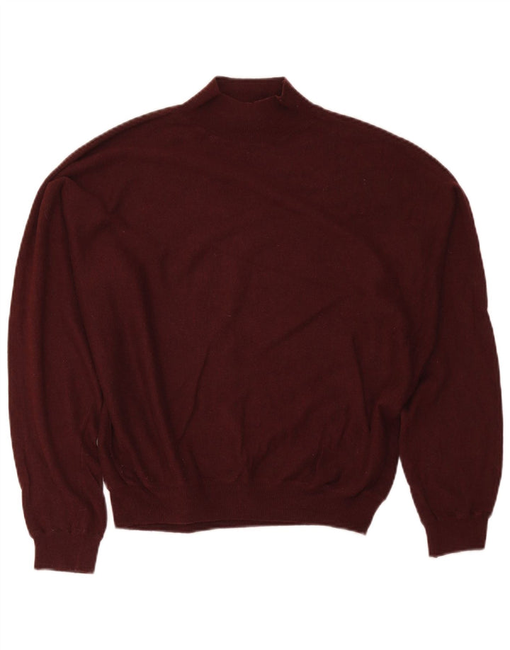Zara Womens Oversized Turtle Neck Jumper Sweater UK 14 Medium Burgundy