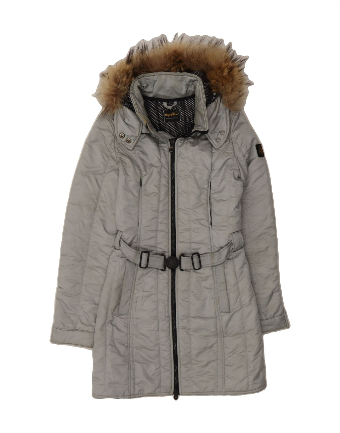 REFRIGIWEAR Womens Hooded Padded Coat IT 40 Small Grey Polyamide Vintage Refrigiwear and Second-Hand Refrigiwear from Messina Hembry 