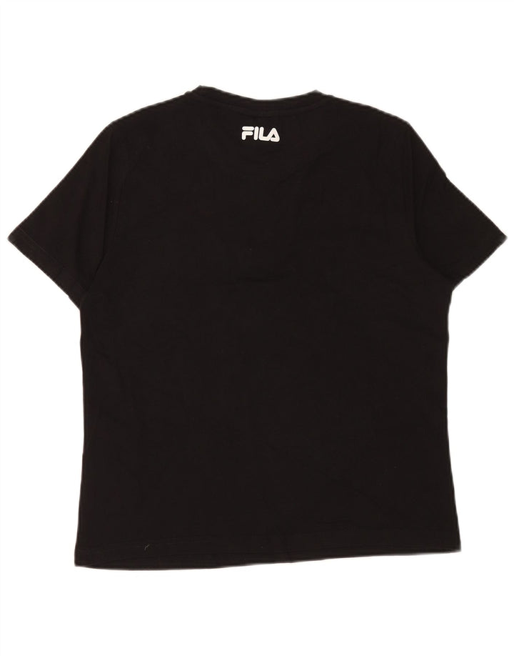 FILA Womens Graphic T-Shirt Top UK 10 Small Black