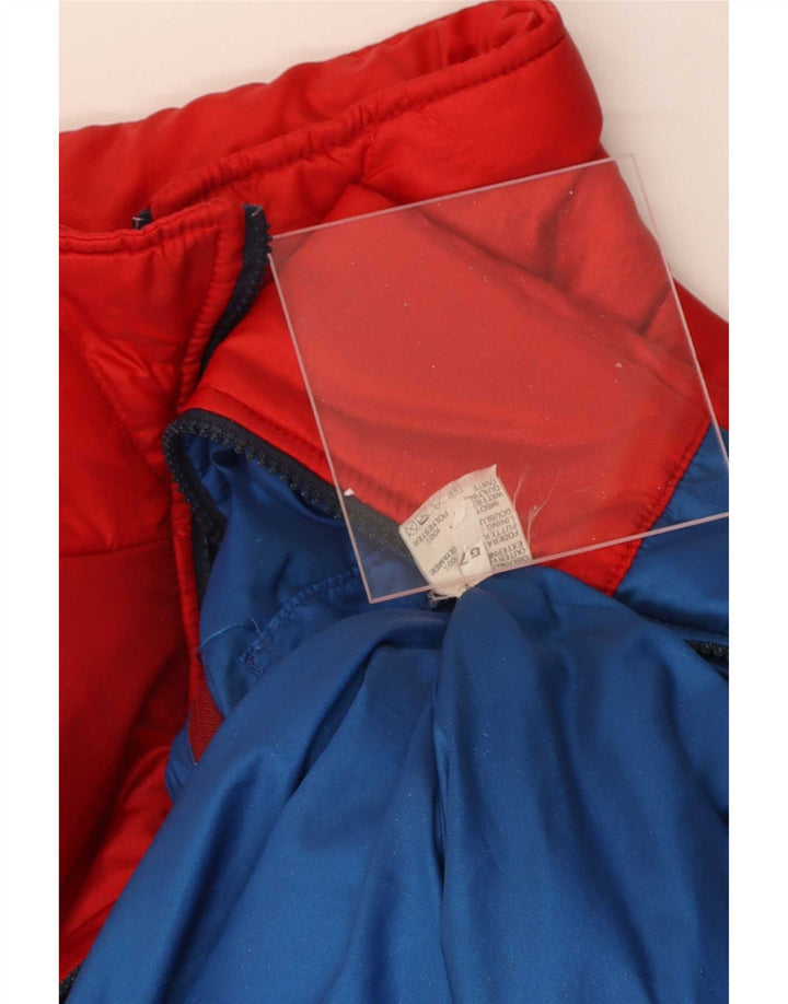 Jaqueta acolchoada masculina vintage UK 38 poliamida colorblock vermelho médio