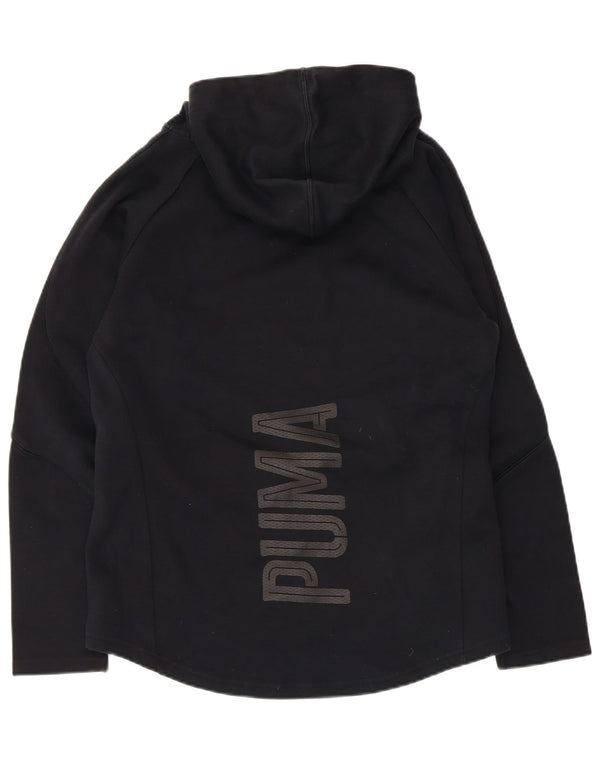 Puma Womens Graphic Hoodie Jumper UK 12 Medium Black Cotton