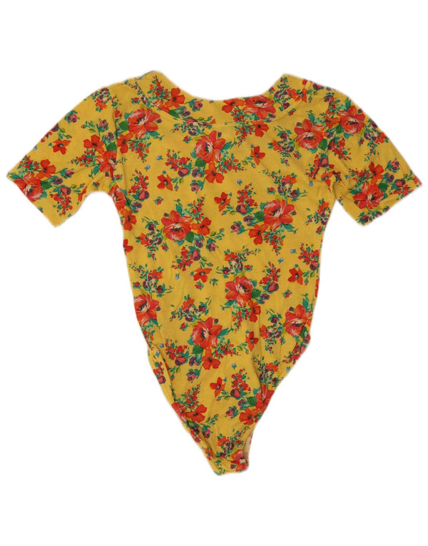 Body Niña Vintage 14-15 Años Algodón Floral Amarillo