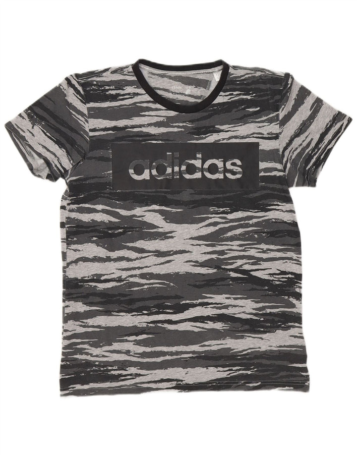 ADIDAS Mens Graphic T-Shirt Top Medium Grey Camouflage Cotton