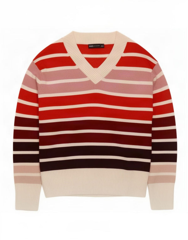 Marks & Spencer Womens V-Neck Jumper Sweater UK 8 Small Multicoloured