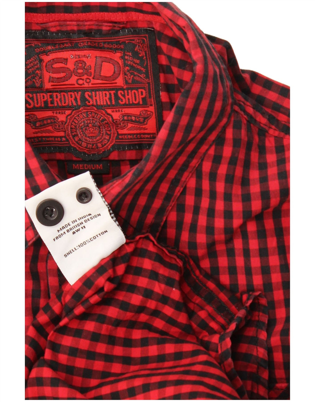 Męska koszula w kratę Superdry, średnia, czerwona, bawełniana, klasyczna