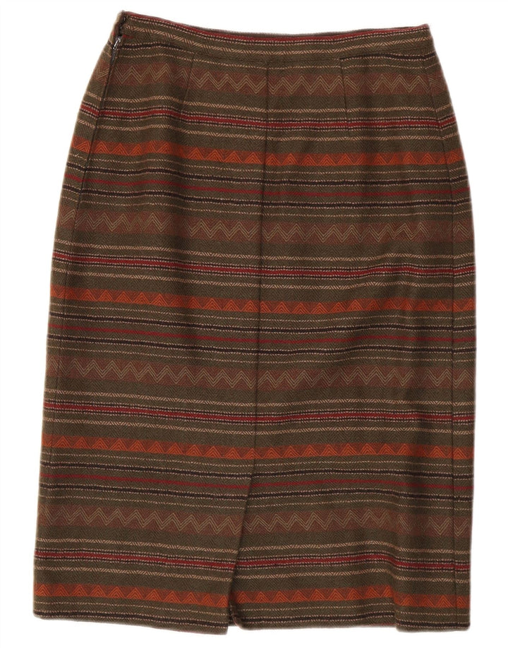 Vintage Womens Pencil Skirt W26 Small Khaki Striped