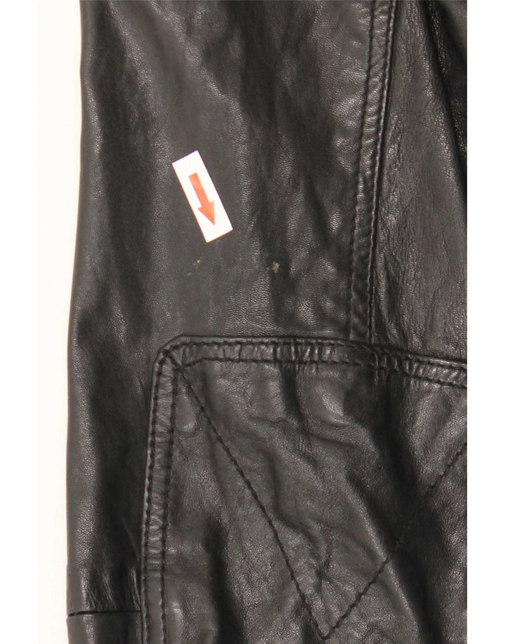 Massimo Dutti Mens Leather Jacket UK 42 XL Black Sheepskin
