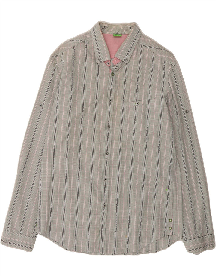 HUGO BOSS Mens Shirt Large Grey Check Cotton Vintage Hugo Boss and Second-Hand Hugo Boss from Messina Hembry 