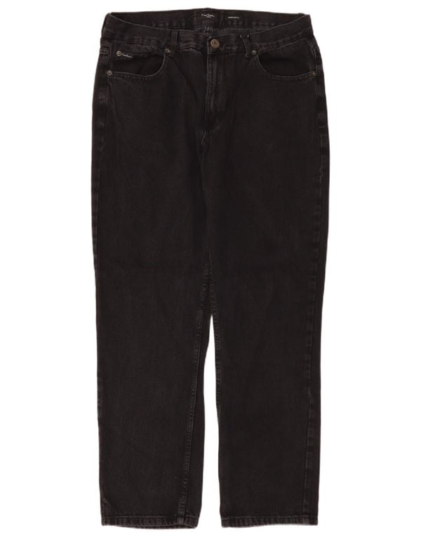 Pierre Cardin Mens Regular Fit Straight Jeans W36 L30 Black Cotton