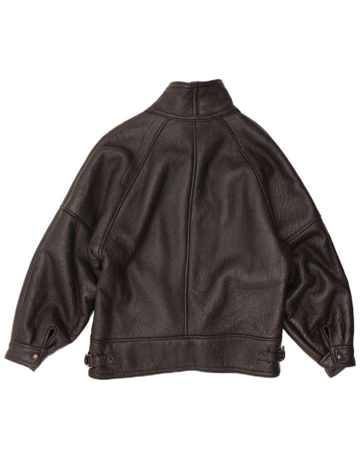 Vintage hombres shearling chaqueta IT 54 2XL negro shearling