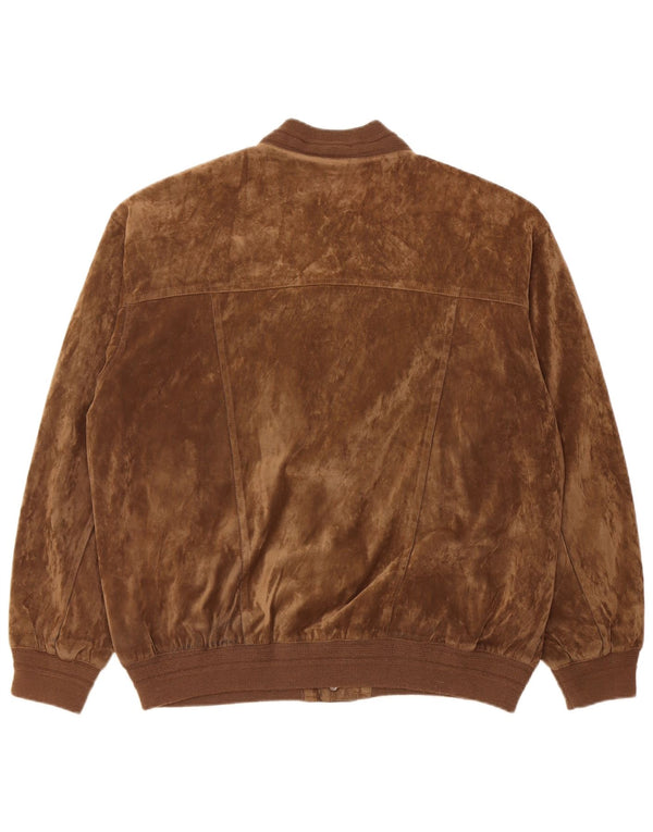 Giubbotto bomber vintage da uomo in velluto IT 52 XL in seta marrone