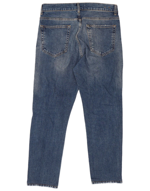 Zara Herre Distressed Cropped Jeans EU 42 Large W32 L26 Blue Cotton