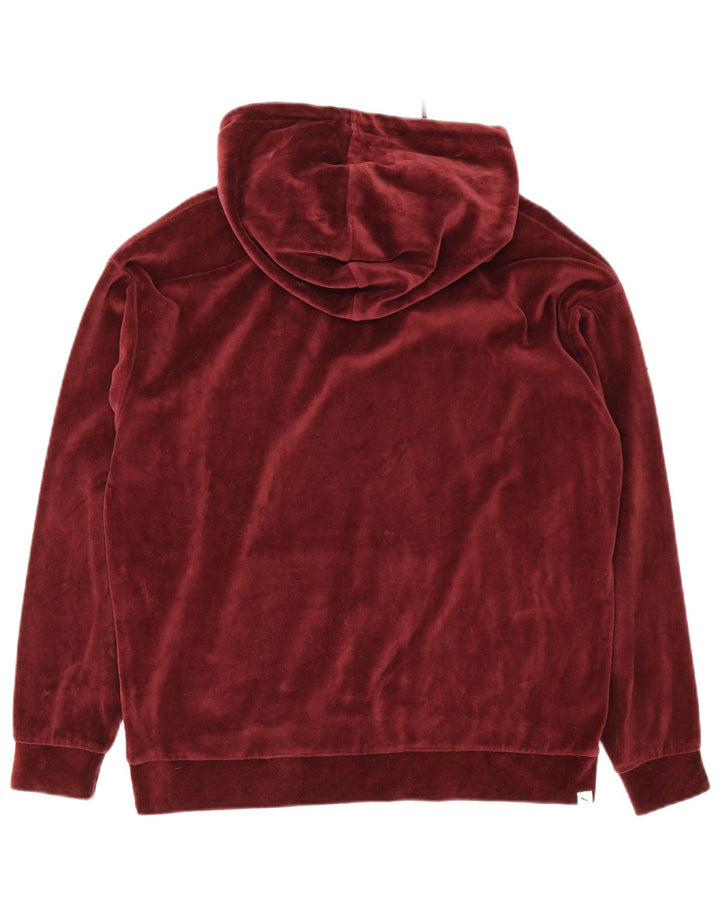 PUMA Womens Oversized Hoodie Jumper UK 12 Medium Maroon