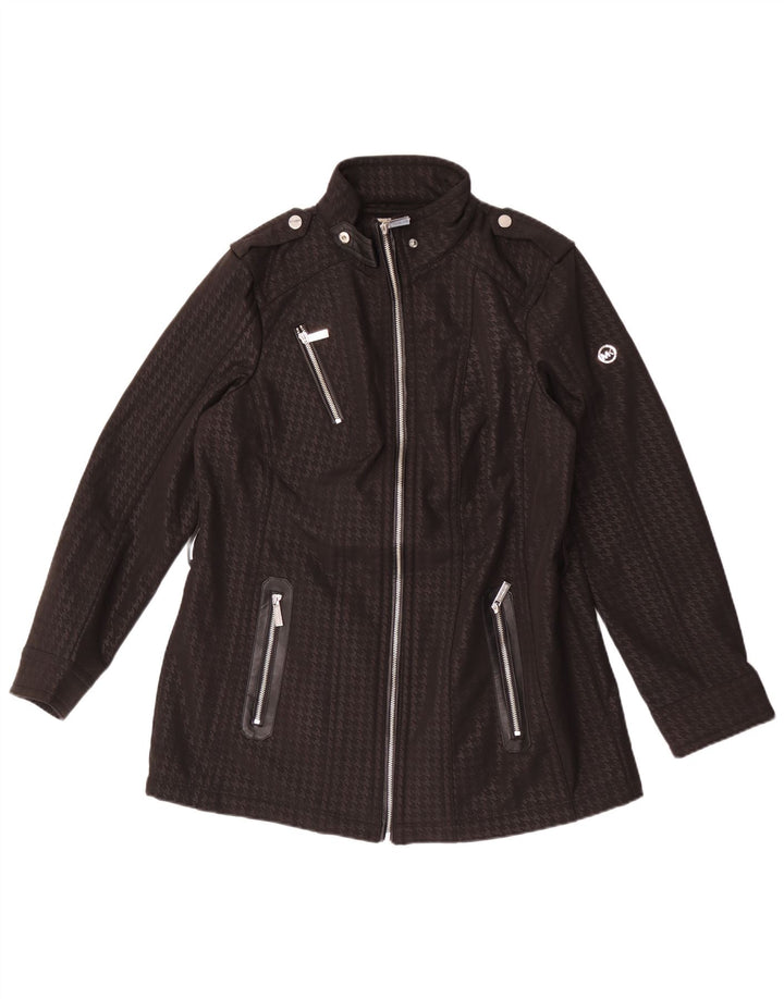 Giacca militare da donna Michael Kors UK 16 Grande poliestere pied de poule nero
